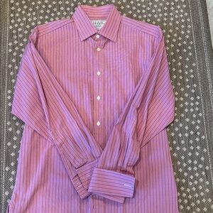 Charles Tyrwhitt Red and maroon Striped Shirt 15.5/33in French cuffs